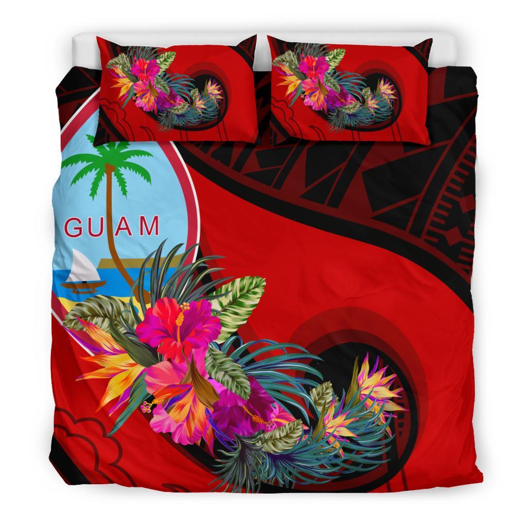 Guam Bedding Set - Polynesian Hook And Hibiscus (Red) - Polynesian Pride