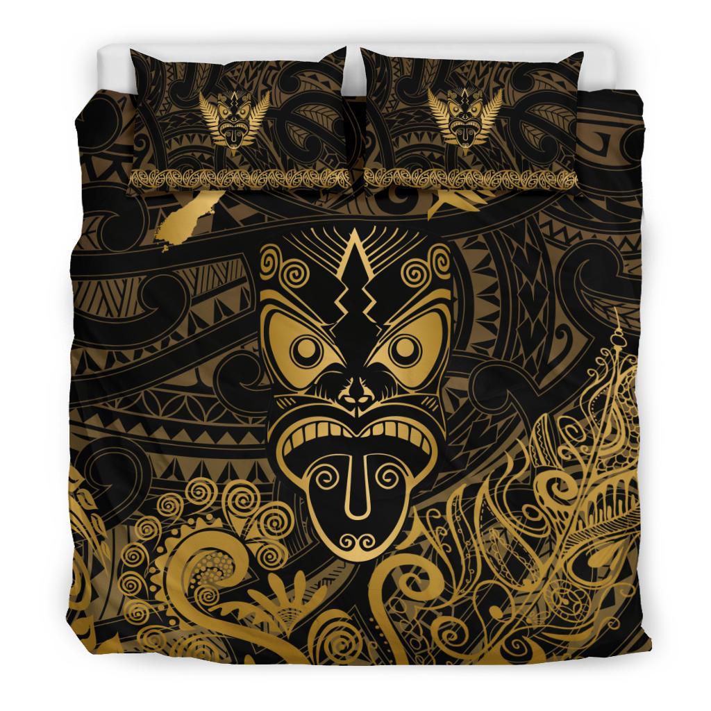 Maori Aotearoa Rugby Haka Bedding Set New Zealand Silver Fern - Gold - Polynesian Pride