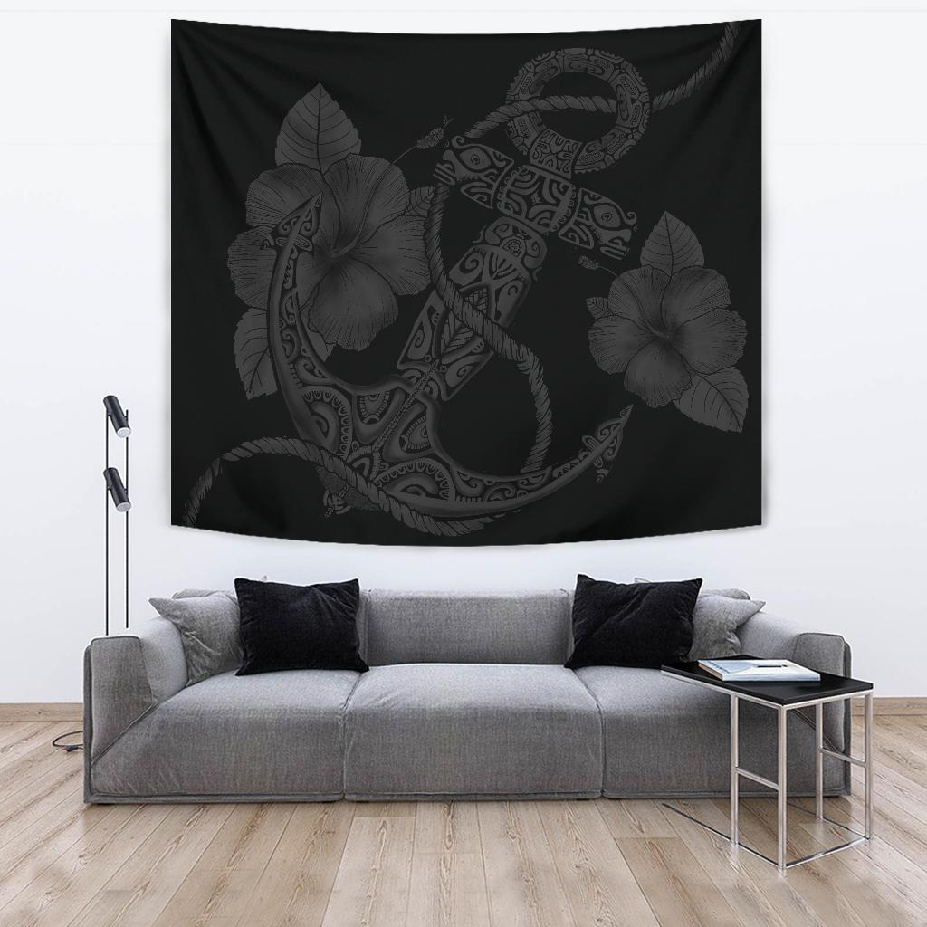Anchor Gray Poly Tribal Tapestry - Polynesian Pride