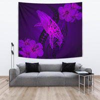 Hawaii Whale Swim Poly Purple Tapestry Wall Tapestry Large 104" x 88" Purple - Polynesian Pride