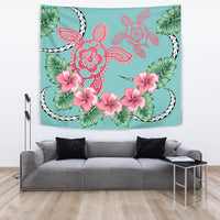 Hawaii Tropical Hibiscus Turtle Mint Style - Tapestry AH - Polynesian Pride