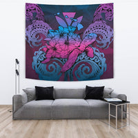 Hawaii Turtle Wave Polynesian Tapestry - Hey Style Blue Wall Tapestry Blue - Polynesian Pride