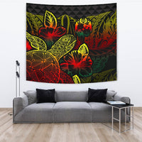 Tonga Tapestry - Turtle Hibiscus Pattern Reggae Wall Tapestry Large 104" x 88" Reggae - Polynesian Pride