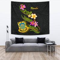 Tuvalu Polynesian Tapestry - Plumeria Tribal One Style Black - Polynesian Pride
