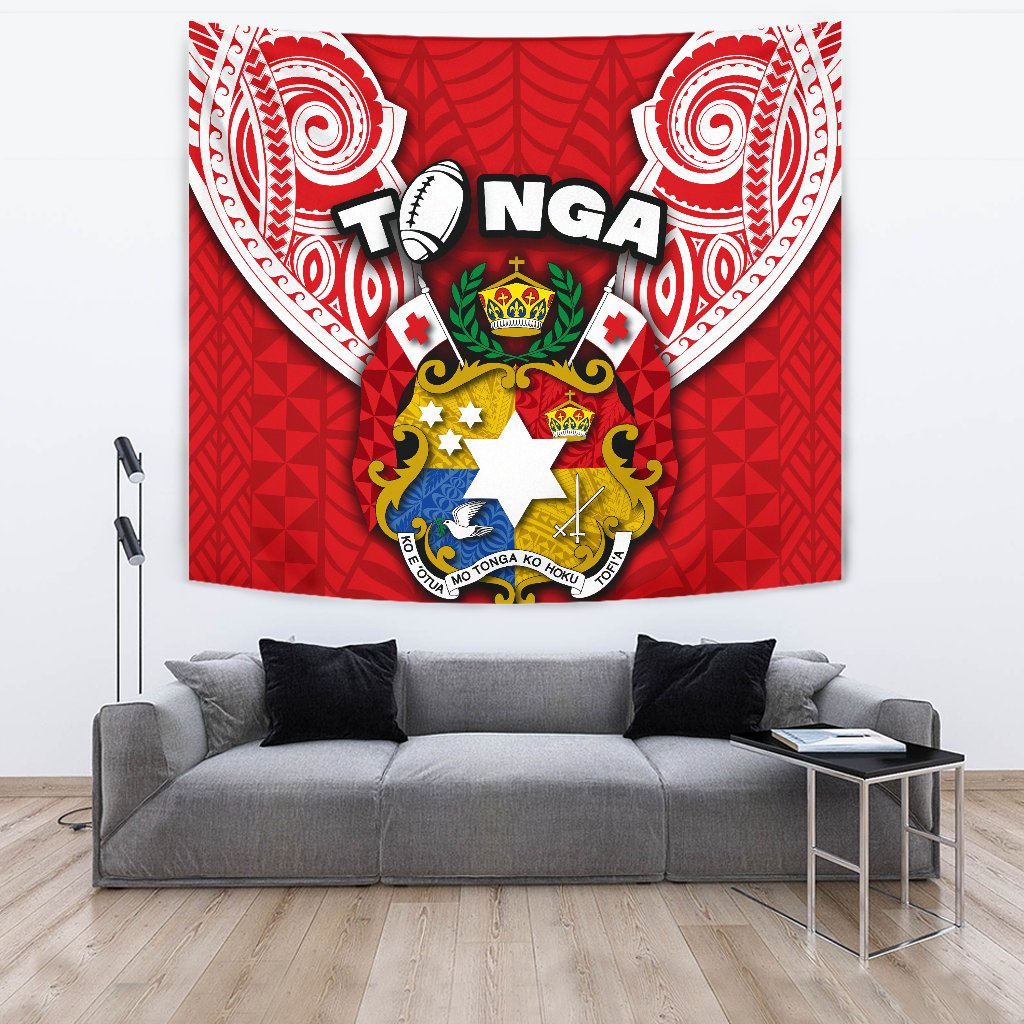 (Custom Personalised) Tonga Rugby Tapestry Royal Style - Polynesian Pride