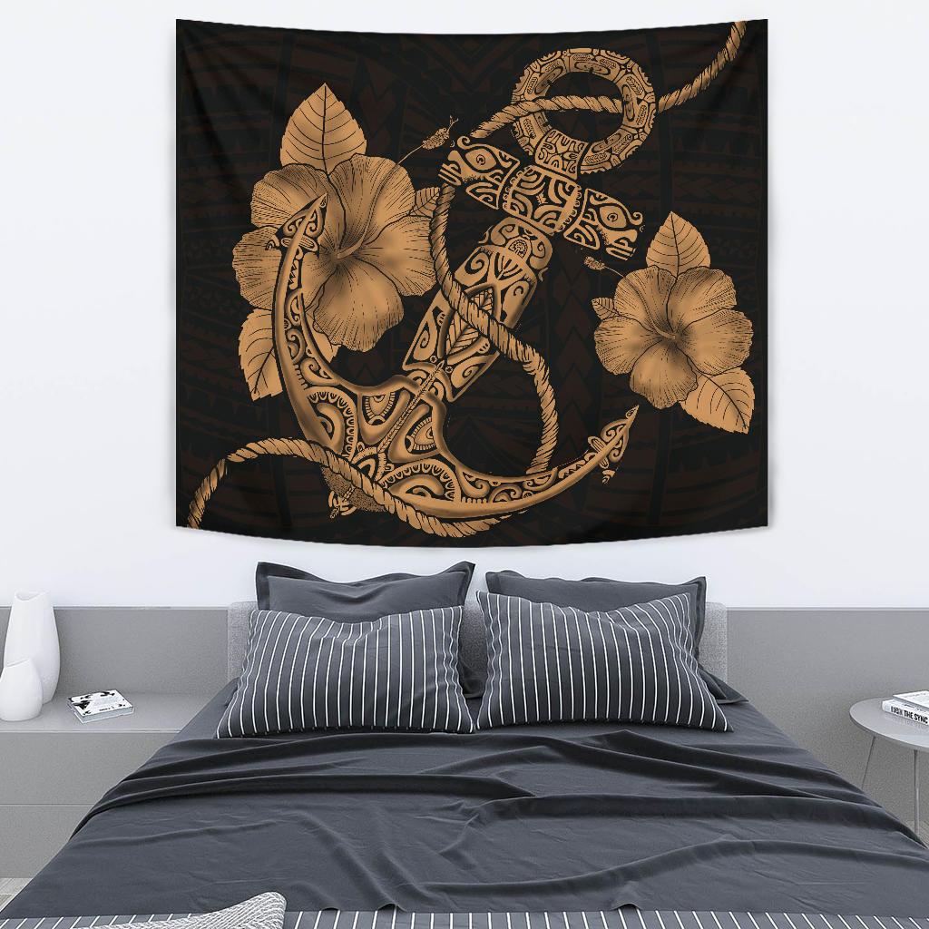 Anchor Gold Poly Tribal Tapestry - Polynesian Pride