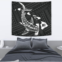 Hawaii Shark White Polynesian Tribal Tapestry - Polynesian Pride