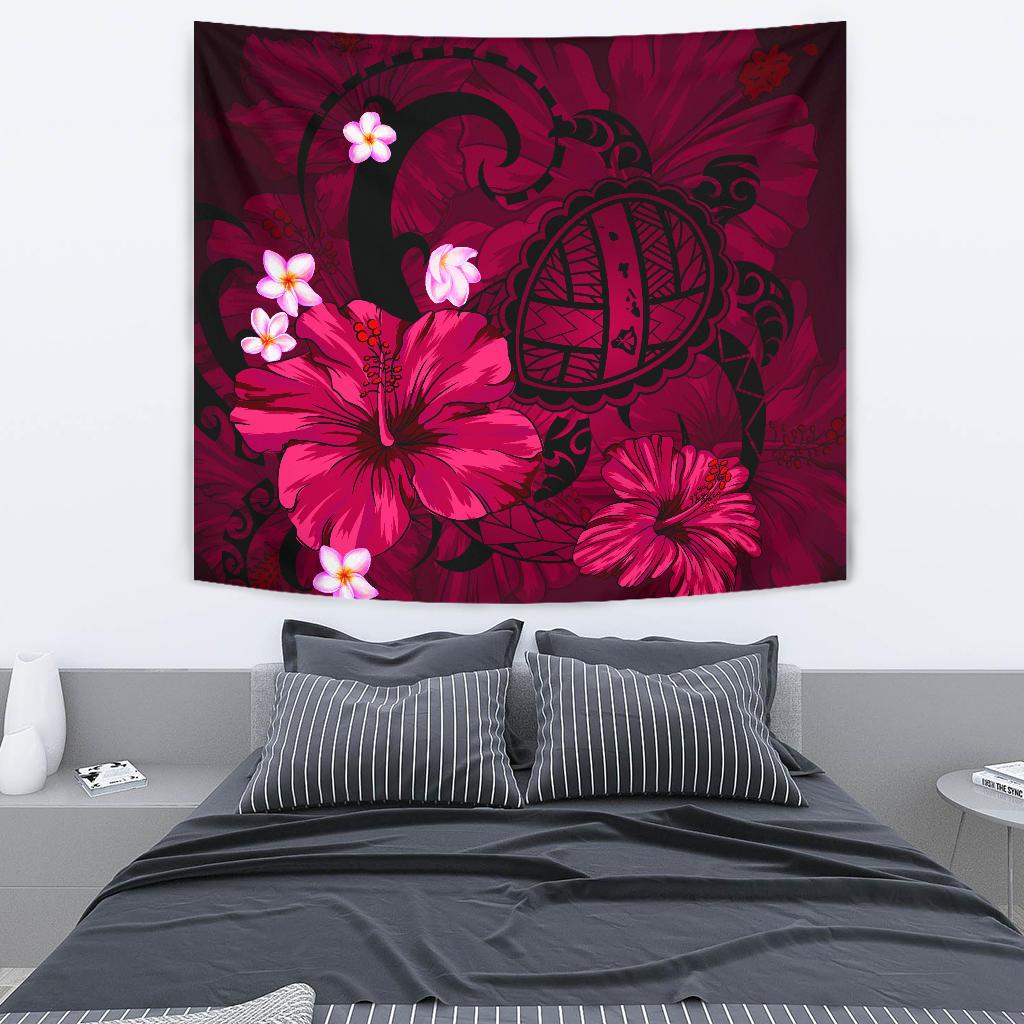 Hawaii Turtle Poly Tribal Pink Tapestry Wall Tapestry 130cm*150cm Pink - Polynesian Pride