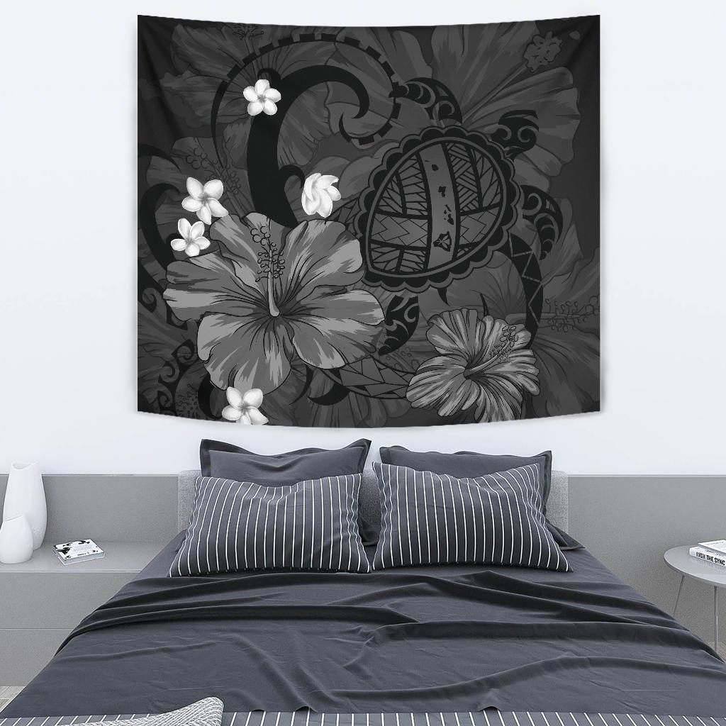 Hawaii Turtle Poly Tribal Gray Tapestry Wall Tapestry 130cm*150cm Gray - Polynesian Pride