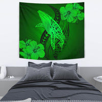 Hawaii Whale Swim Poly Green Tapestry Wall Tapestry Medium 80" x 68" Green - Polynesian Pride