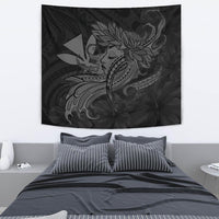 Hula Girl Hibiscus Kanaka Poly Tapestry - Gray Wall Tapestry Gray - Polynesian Pride