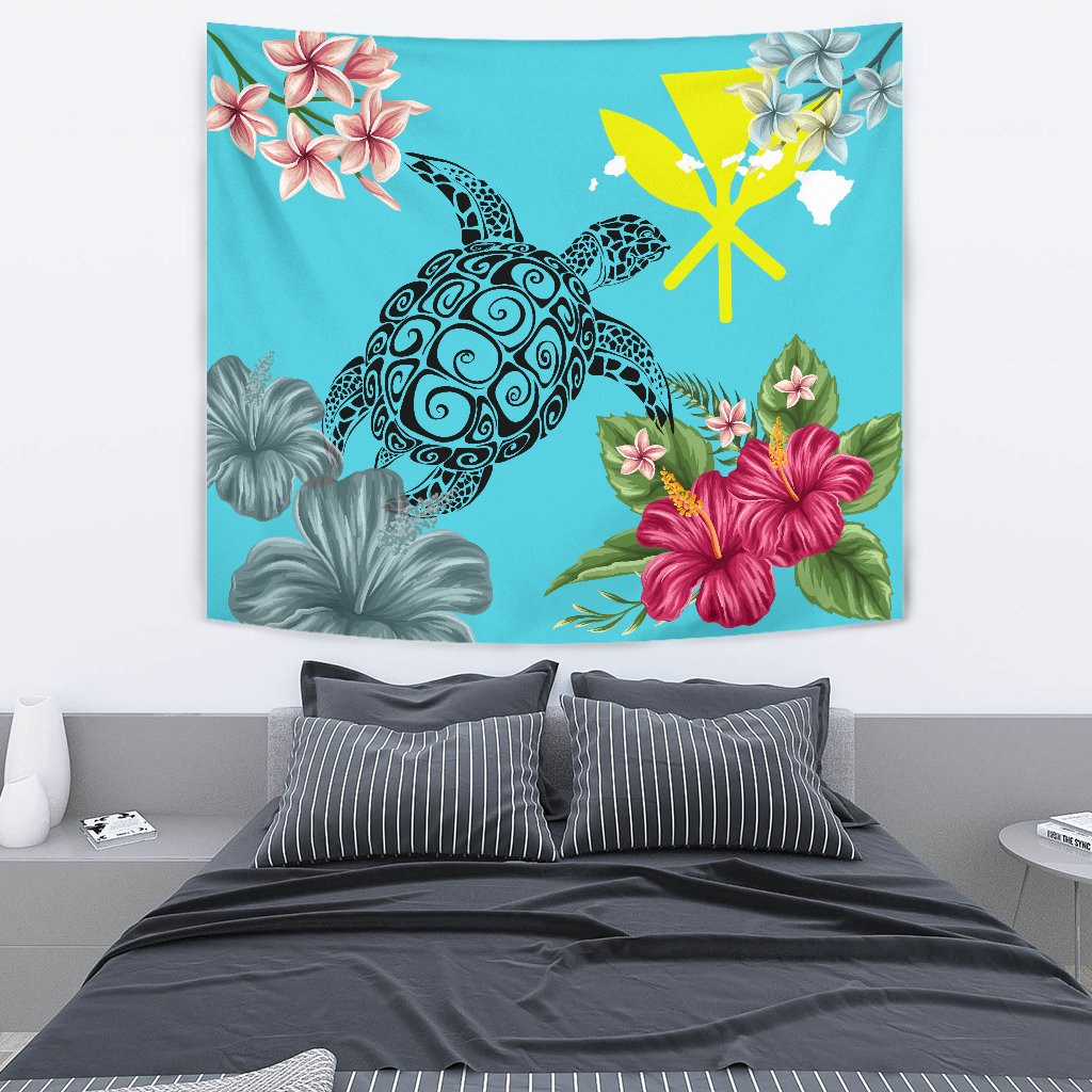 Hawaii Kanaka Turtle Hibiscus Plumeria Tropical Style - Tapestry AH - Polynesian Pride