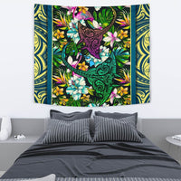 Hawaii Manta Ray Tropical Polynesian Tapestry - Pure Style Wall Tapestry Green - Polynesian Pride