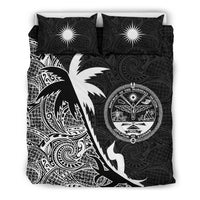Marshall Islands Coconut Tree Bedding Set Black White Black White - Polynesian Pride