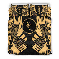 Chuuk States Duvet Cover Set - Gold Tattoo Style Black - Polynesian Pride