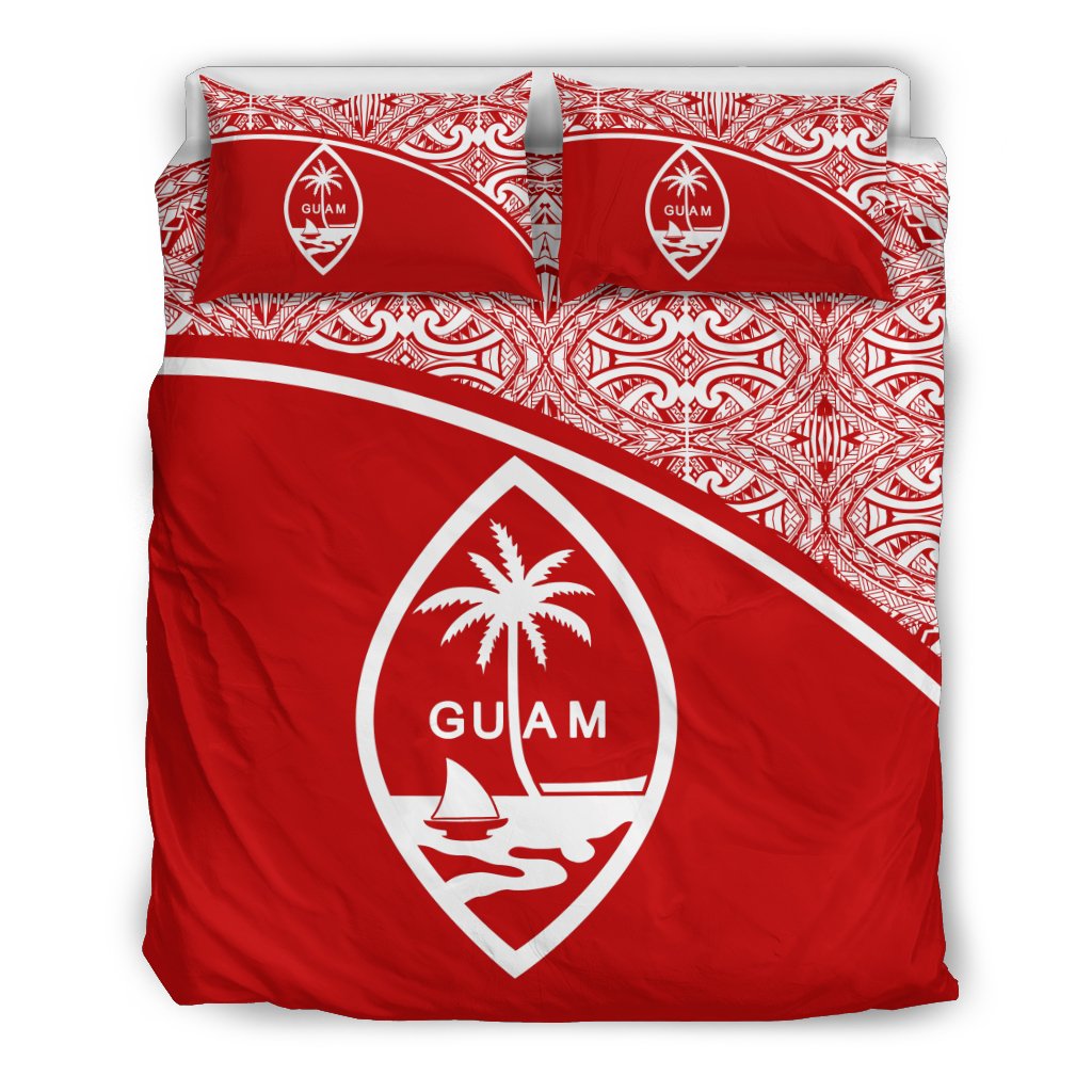 Guam Duvet Cover Set - Red Curve Style - Polynesian Pride
