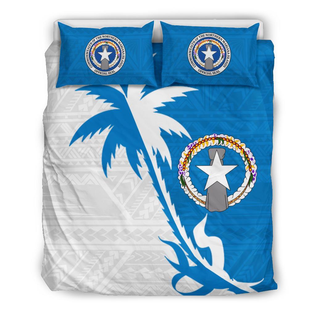 Northern Mariana Islands Duvet Cover Set - Northern Mariana Islands Seal & Coconut Tree - Polynesian Pride