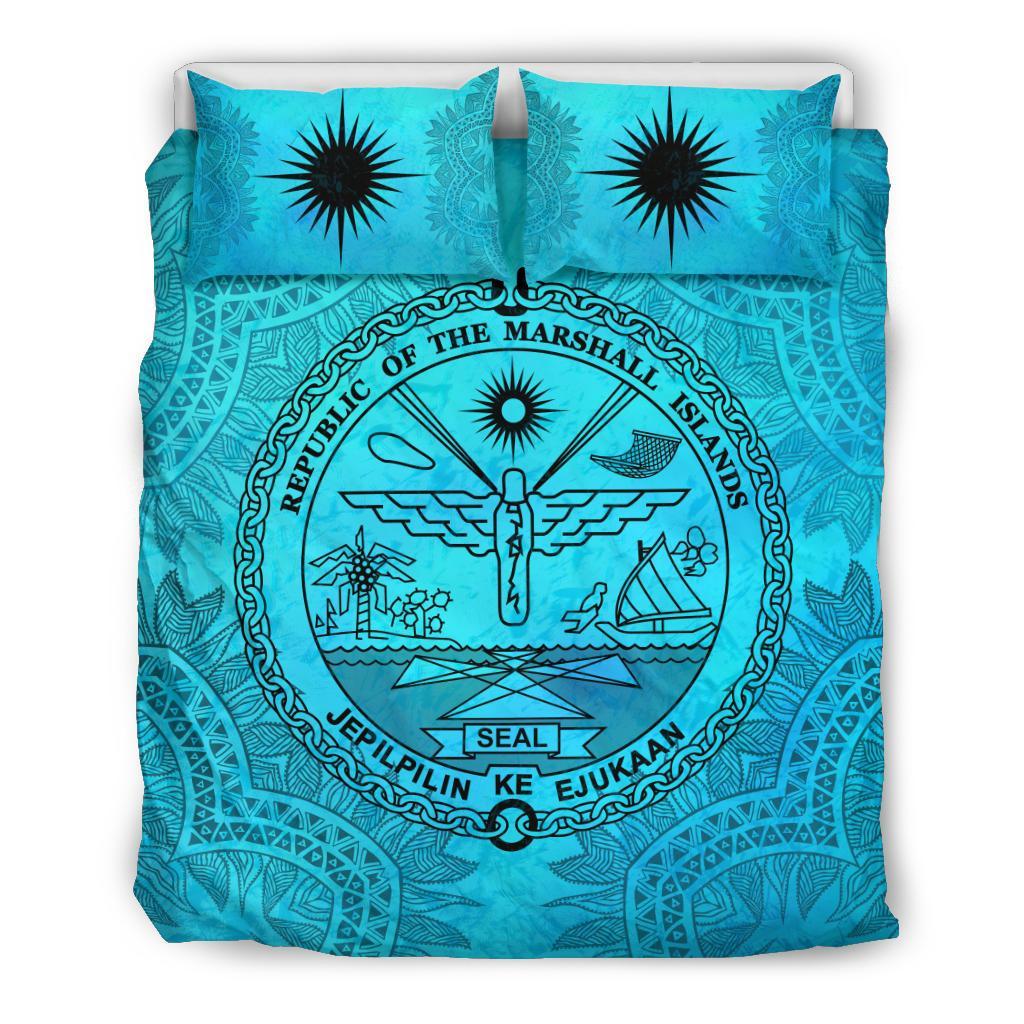 Marshall Islands Duvet Cover Set - Marshall Islands Seal Turquoise - Polynesian Pride