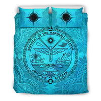 Marshall Islands Duvet Cover Set - Marshall Islands Seal Turquoise - Polynesian Pride