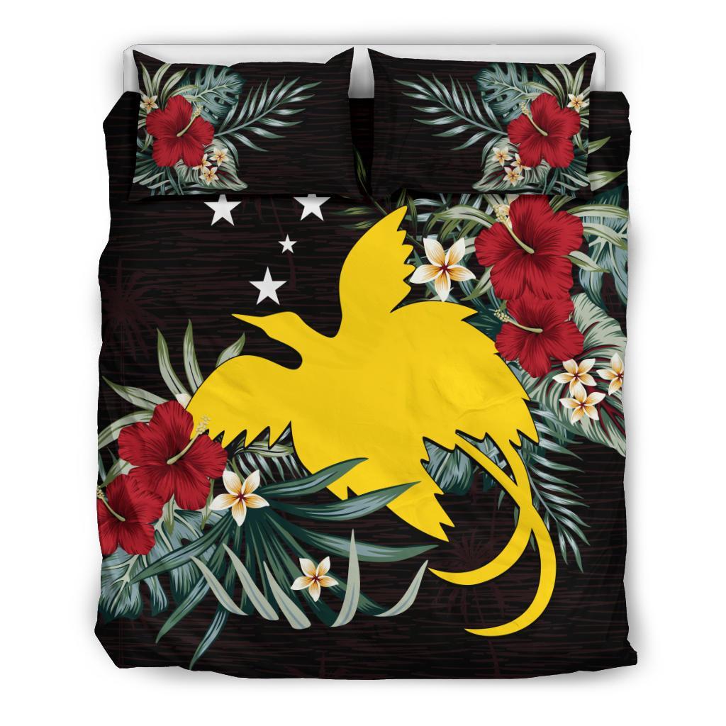 Papua New Guinea Duvet Cover Set - Papua New Guinea Flag Hibiscus - Polynesian Pride