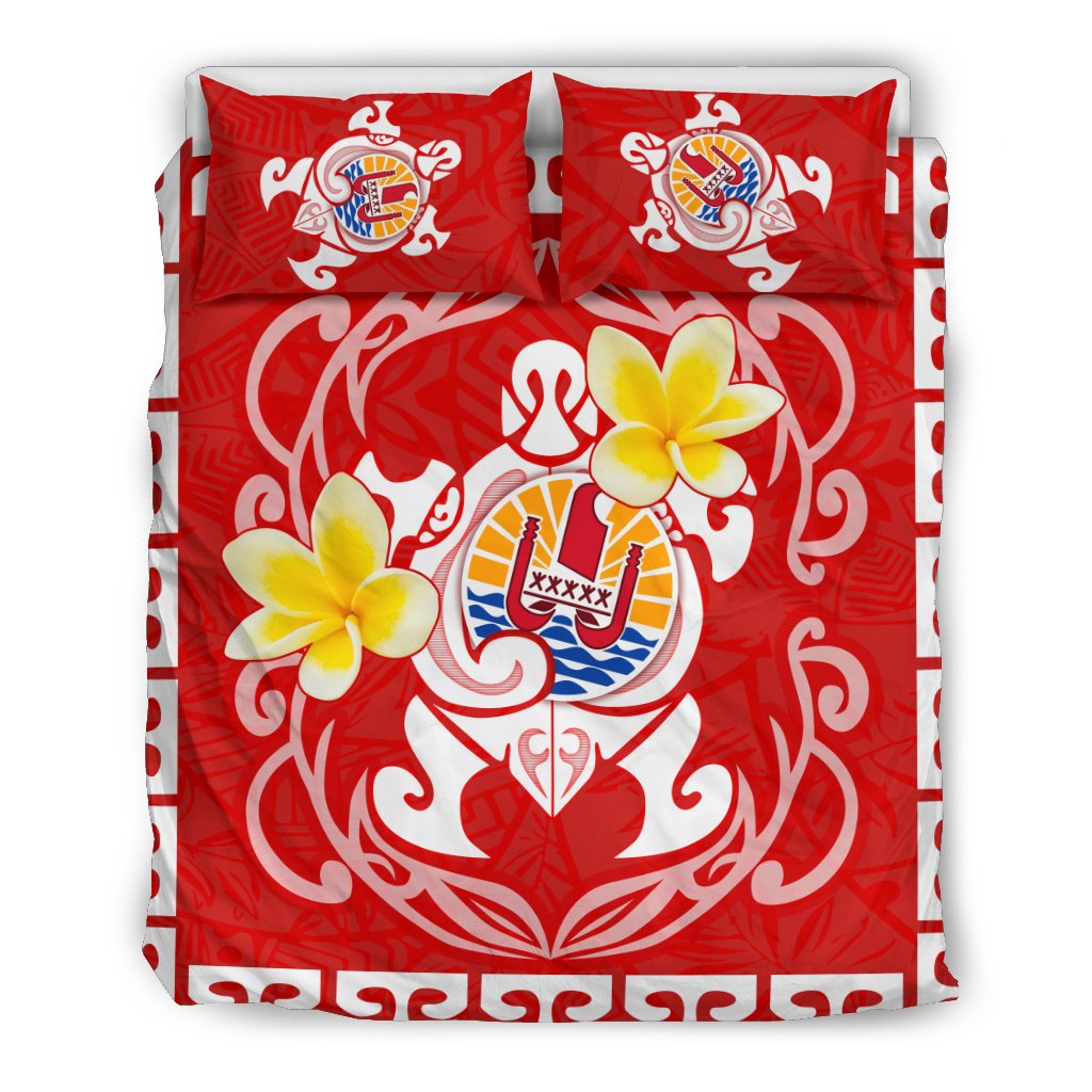 Tahiti French Polynesia Turtle Tiare Flowers Duvet Cover Set - Polynesian Pride