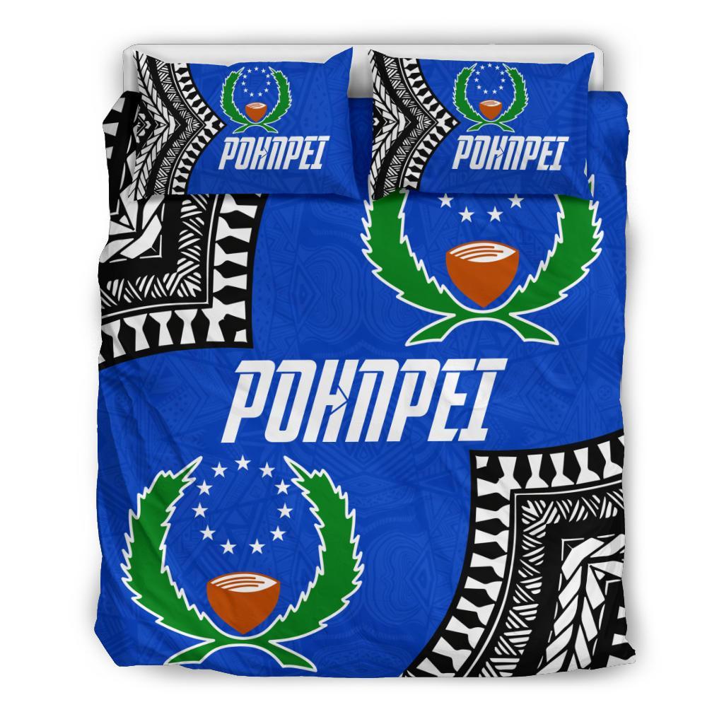 Pohnpei Flag Duvet Cover Set Micronesian Pattern - Polynesian Pride