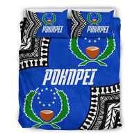 Pohnpei Flag Duvet Cover Set Micronesian Pattern - Polynesian Pride