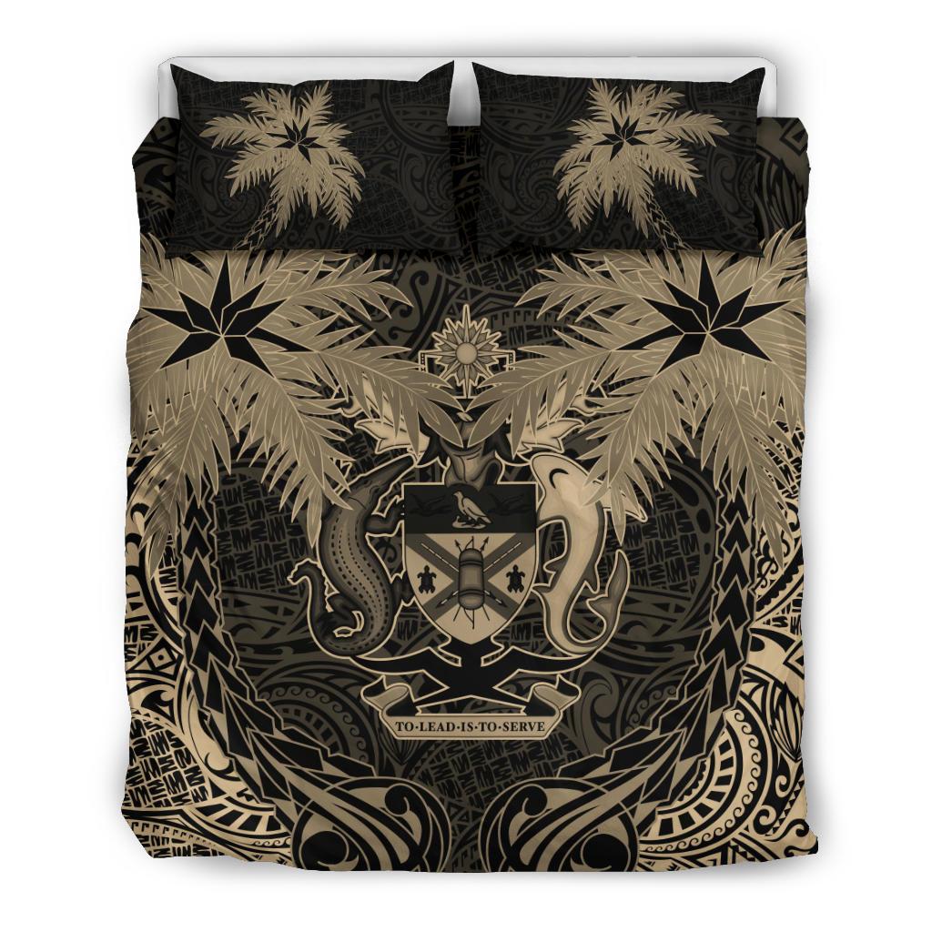 Solomon Islands Duvet Cover Set - Solomon Islands Coat Of Arms Coconut (Duvet Cover) - Polynesian Pride