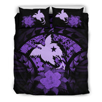 Papua New Guinea Purple Duvet Cover Set - Flag & Purple Hibiscus - Polynesian Pride