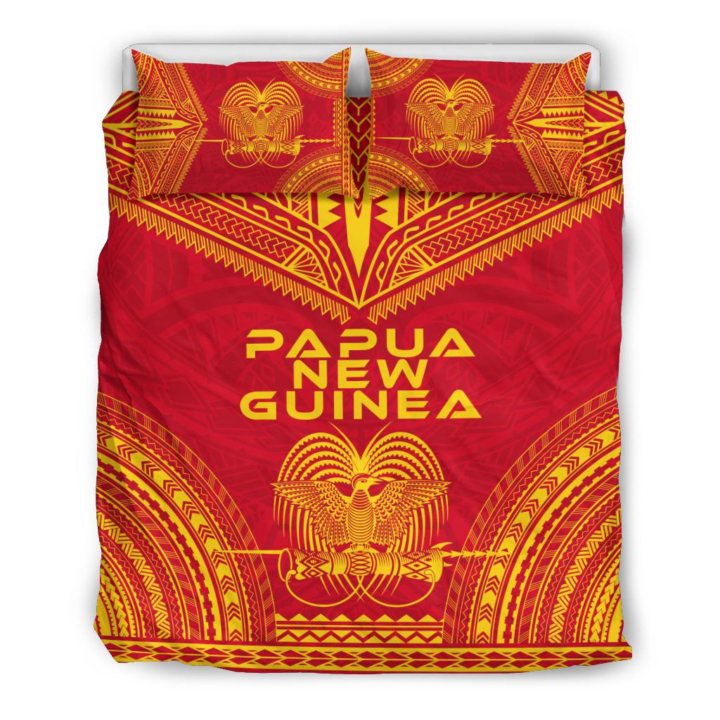 Papua New Guinea Flag Polynesian Chief Duvet Cover Set Red - Polynesian Pride