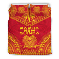Papua New Guinea Flag Polynesian Chief Duvet Cover Set Red - Polynesian Pride