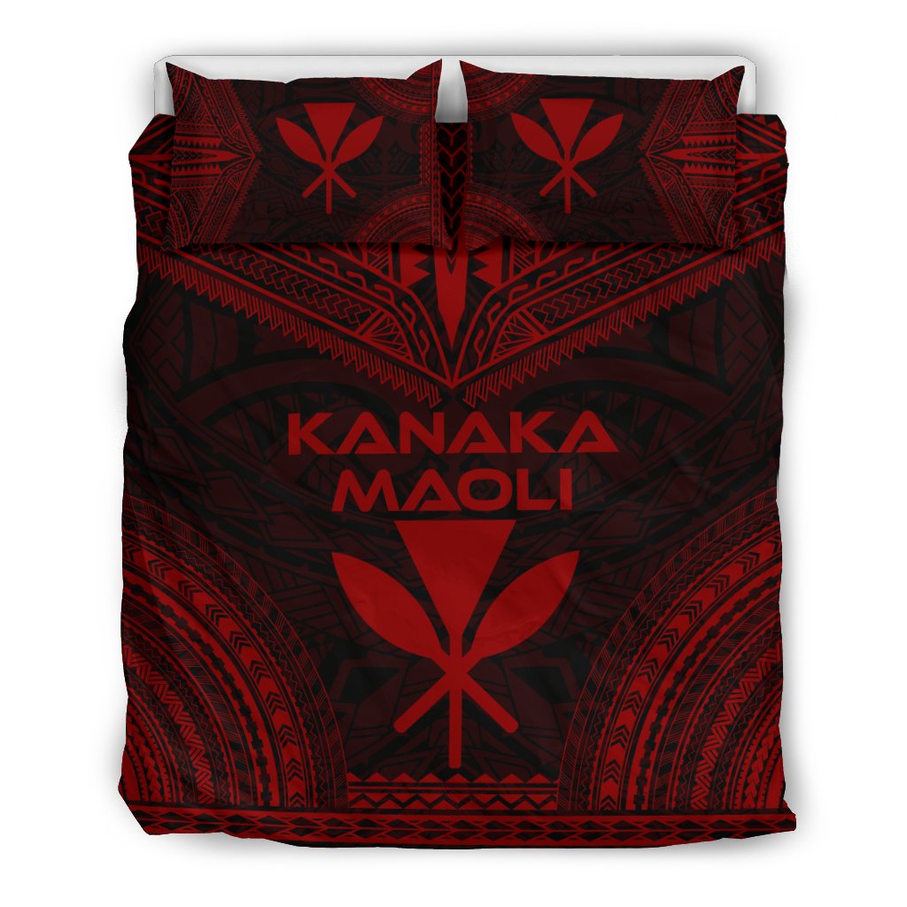 Kanaka Maoli Polynesian Chief Duvet Cover Set - Red Version Red - Polynesian Pride