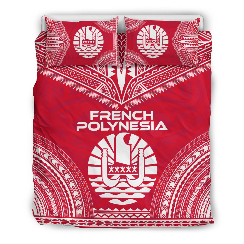French Polynesia Flag Polynesian Chief Duvet Cover Set Red - Polynesian Pride