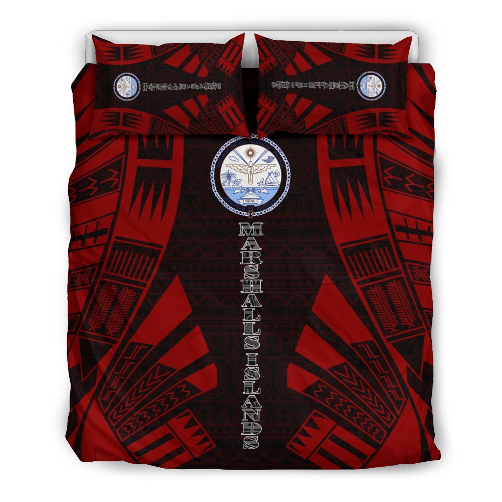 Marshall Islands Duvet Cover Set - Polynesian Tattoo Red - Polynesian Pride