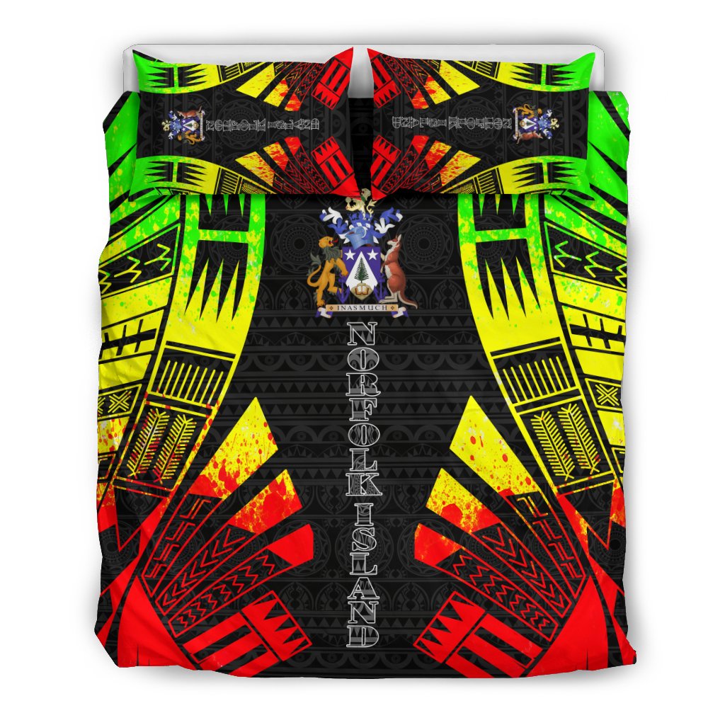 Norfolk Island Duvet Cover Set - Polynesian Tattoo Reggae - Polynesian Pride