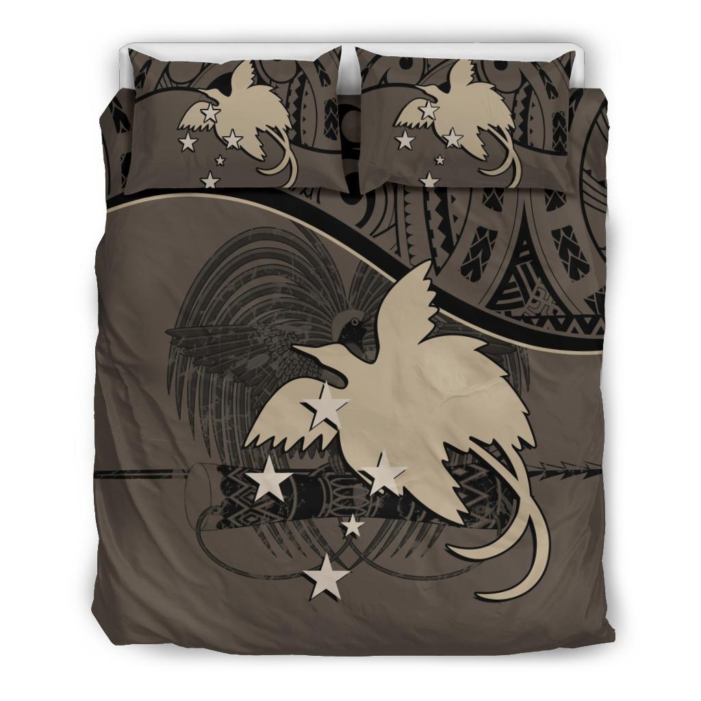 Papua New Guinea Duvet Cover Set - Papua New Guinea Flag & Coat Of Arms Brown Brown - Polynesian Pride