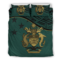 Solomon Island Duvet Cover Set - Flag & Coat Of Arms Drak Blue - Polynesian Pride