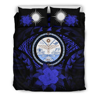 Marshall Island Duvet Cover Set - Marshall Island Seal & Dark Blue Hibiscus - Polynesian Pride
