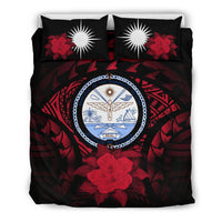 Marshall Island Duvet Cover Set - Marshall Island Seal & Red Hibiscus - Polynesian Pride