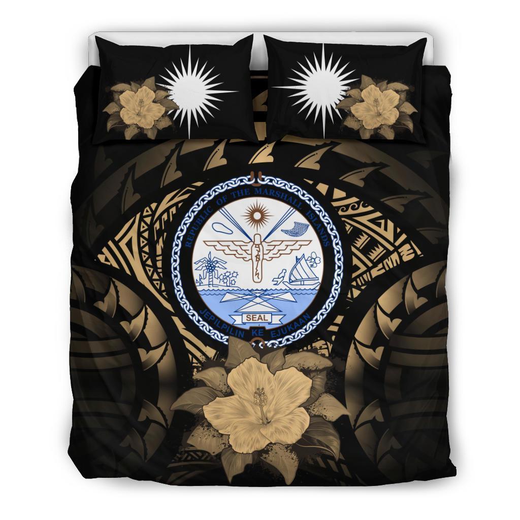 Marshall Island Duvet Cover Set - Marshall Island Seal & Brown Hibiscus - Polynesian Pride
