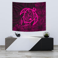 Hawaii Turtle Kanaka Map Hibiscus Poly Tapestry - Pink Wall Tapestry 75cm*90cm Pink - Polynesian Pride