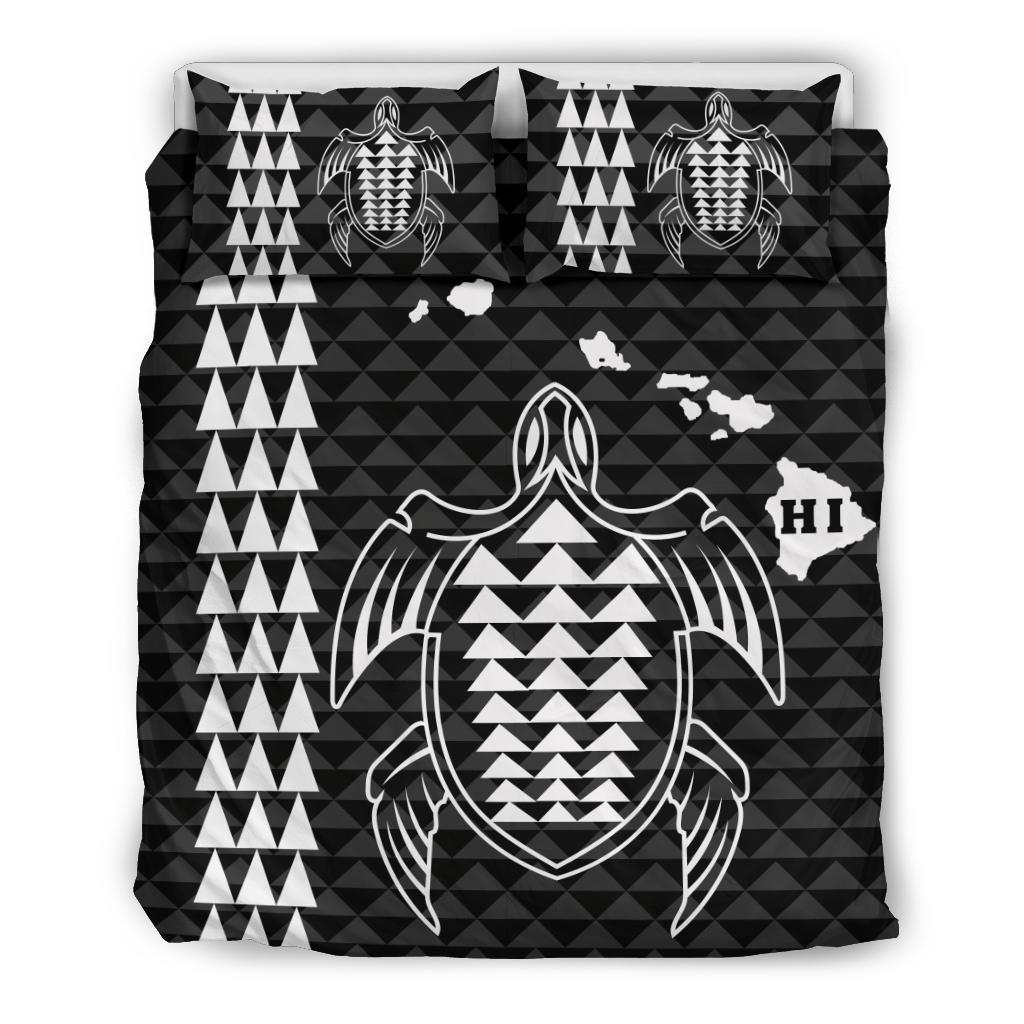 Hawaiian Map Kakau Turtle Polynesian Bedding Set - White White - Polynesian Pride