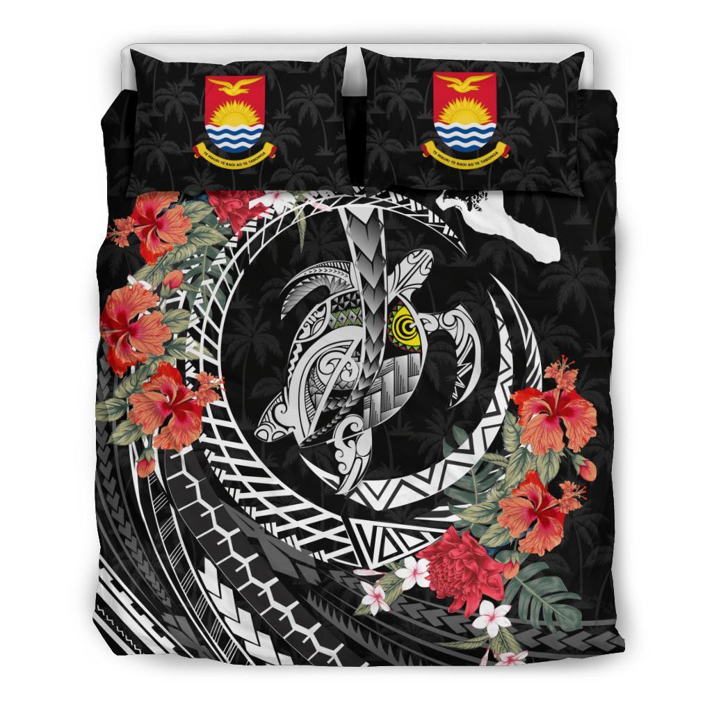 Polynesian Duvet Cover Set - Kiribati Bedding Set Polynesia Map Turtle Hibiscus - Polynesian Pride