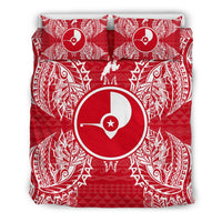 Polynesian Bedding Set - Yap Duvet Cover Set Map Red White - Polynesian Pride