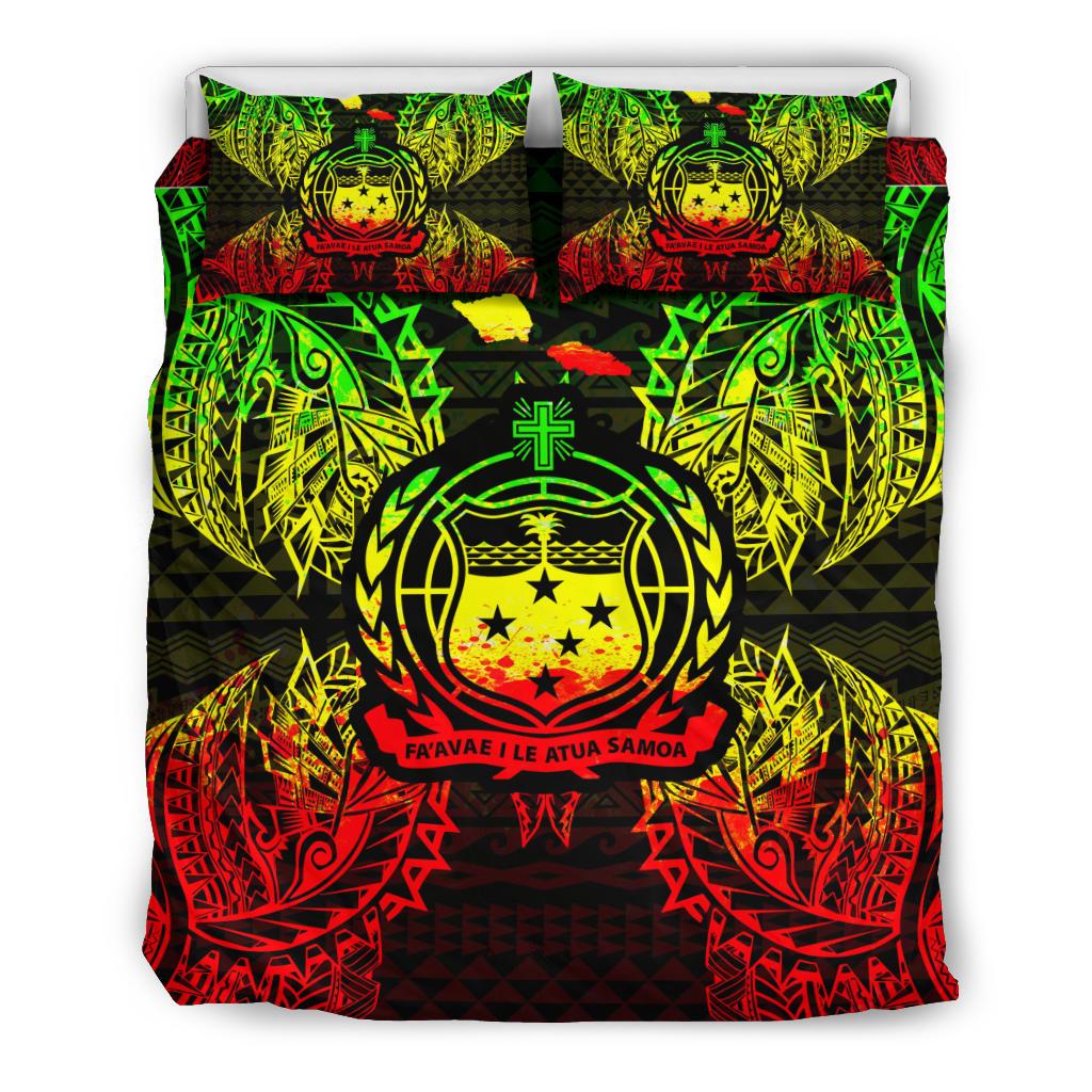 Polynesian Bedding Set - Samoa Duvet Cover Set Map Reggae - Polynesian Pride