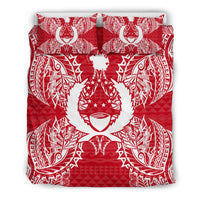 Polynesian Bedding Set - Pohnpei Duvet Cover Set Map Red White - Polynesian Pride