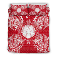 Polynesian Bedding Set - Northern Mariana Islands Duvet Cover Set Map Red White - Polynesian Pride
