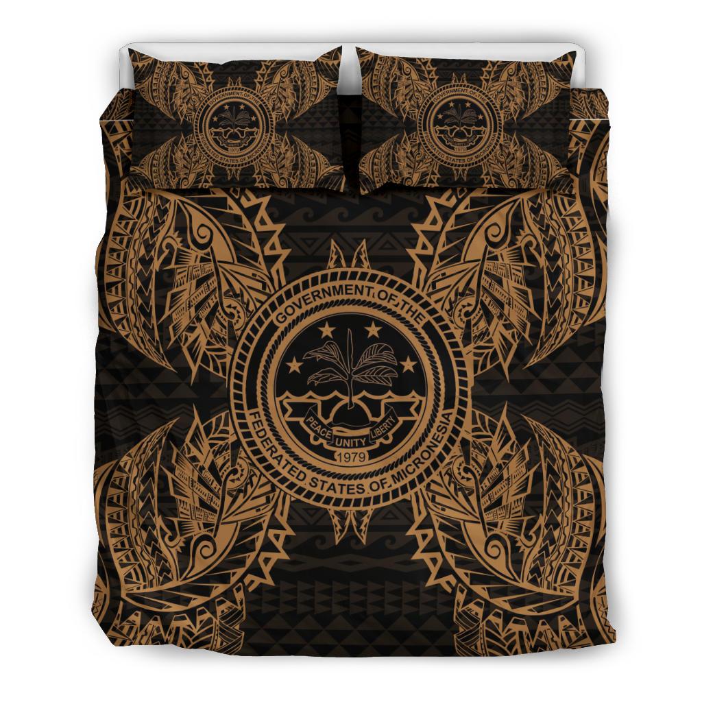 Polynesian Bedding Set - Federated States Of Micronesian Duvet Cover Set Map Gold - Polynesian Pride