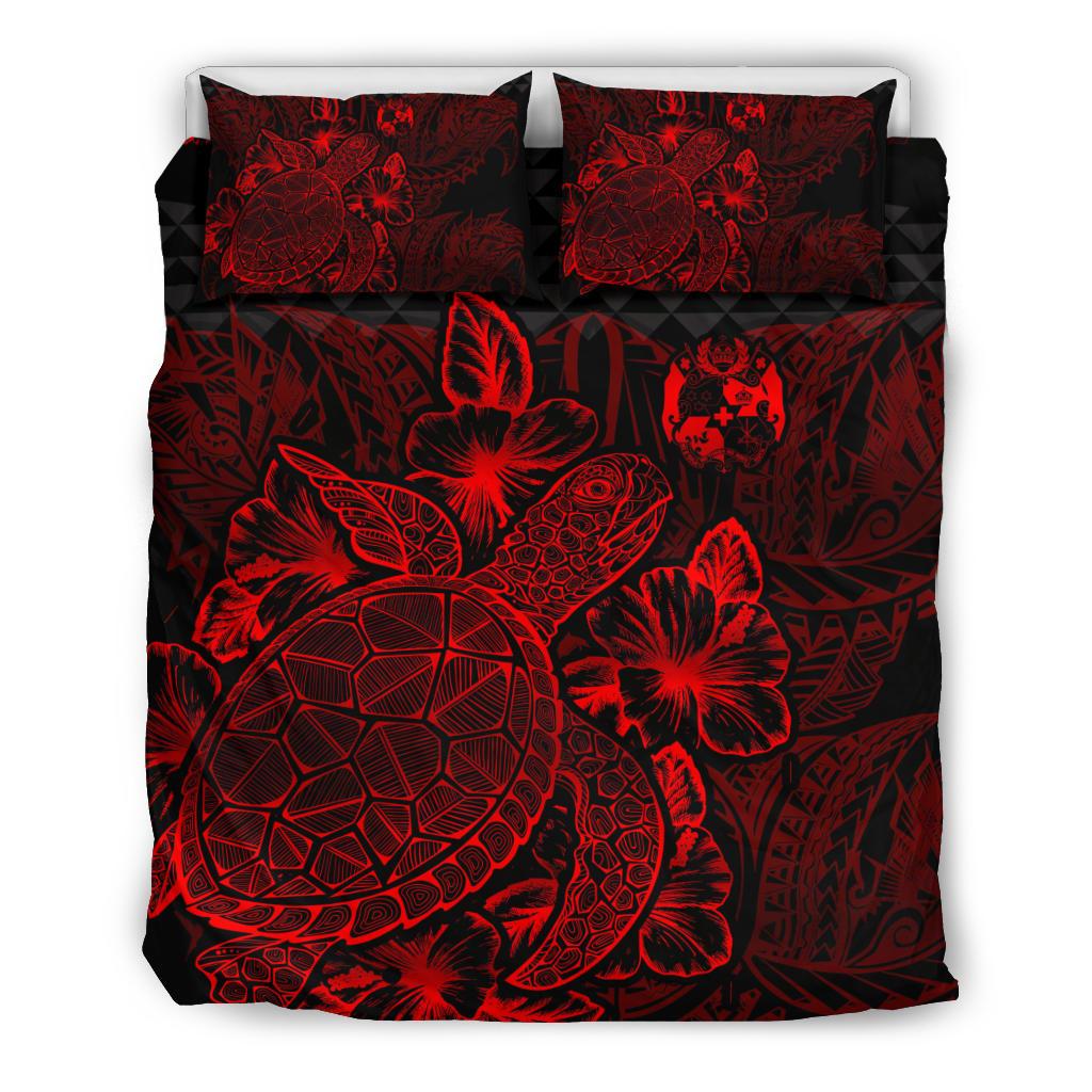 Polynesian Bedding Set - Tonga Duvet Cover Set Red Color - Polynesian Pride