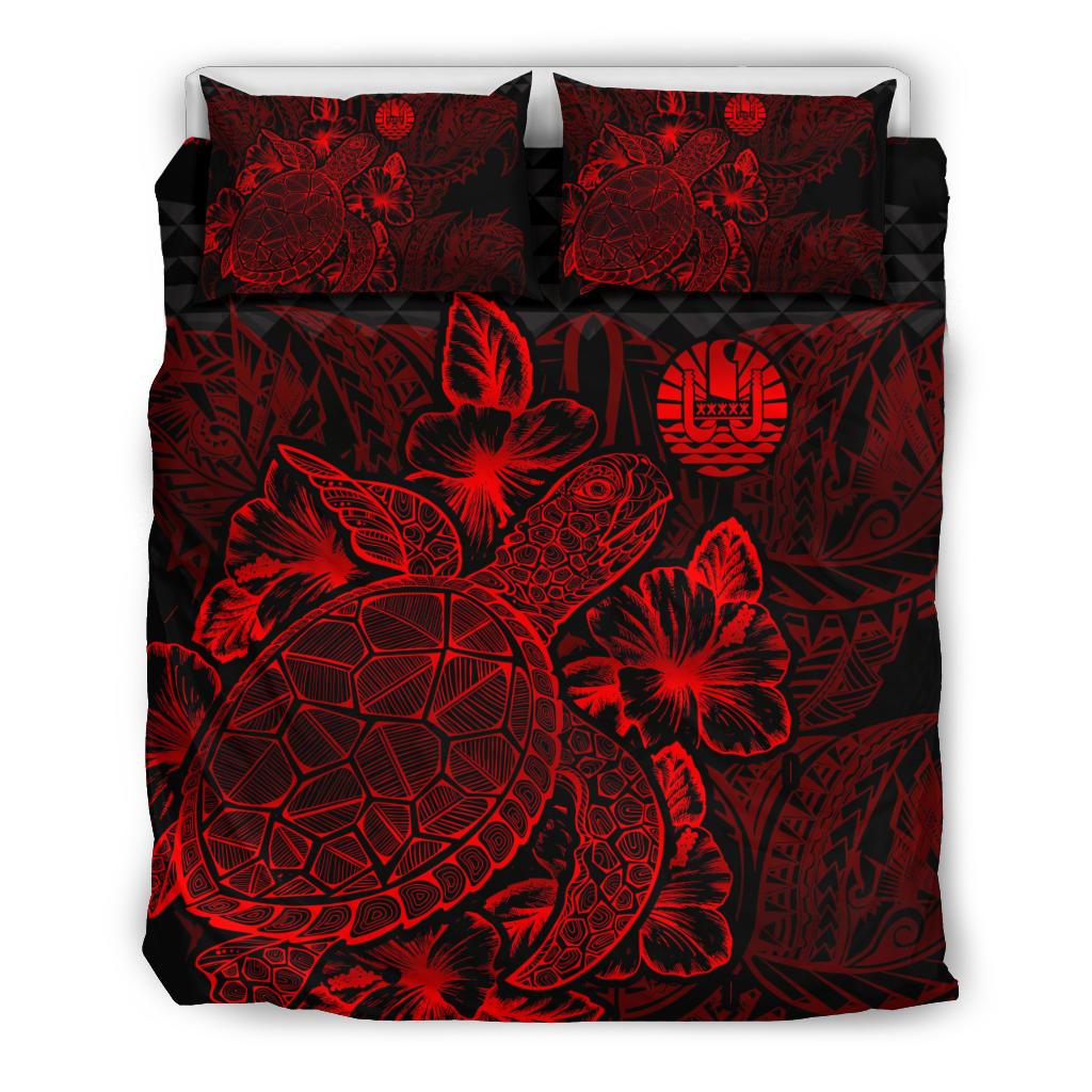Polynesian Bedding Set - Tahiti Duvet Cover Set Red Color - Polynesian Pride